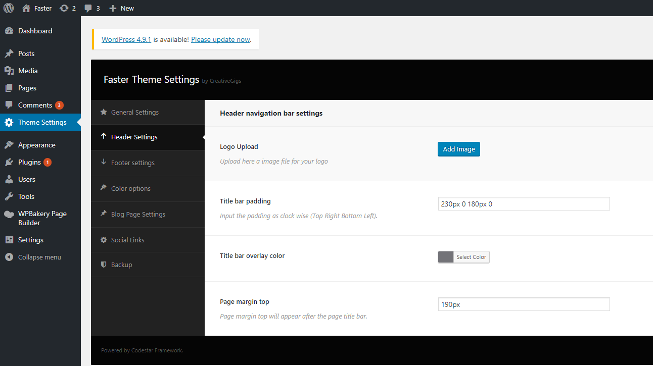 Header Settings Header Settings – Suporte WebP